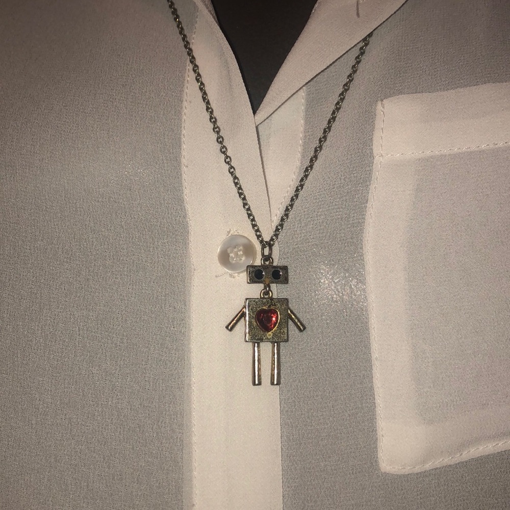 Gold robot of love necklace